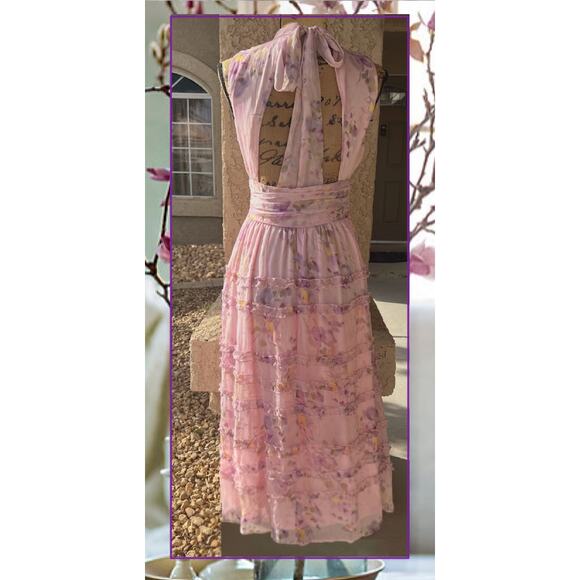 READY FEB Lulus Happily Sweet Floral Ruffle Midi-Dress Size S - Picture 4 of 9